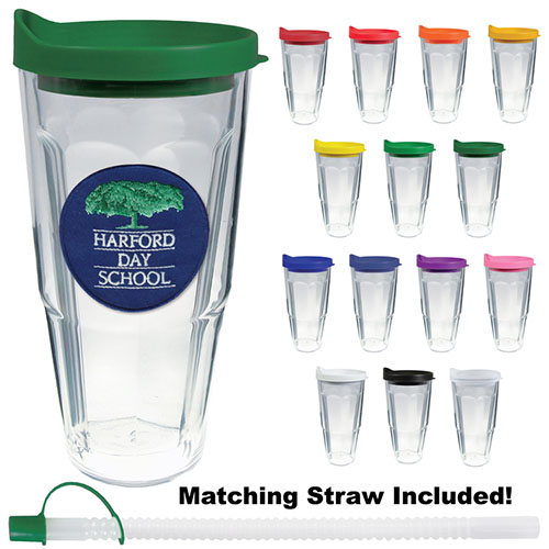 24 oz embroidered thermal travel tumbler